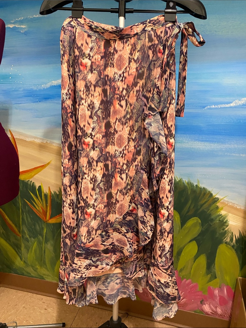 AllSaints Cosmo Masala Wrap Frills Maxi Skirt 6